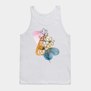 Flower line art with watercolour background Tank Top
